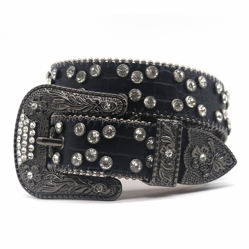 Hip-hop punk rhinestone belt dark style
