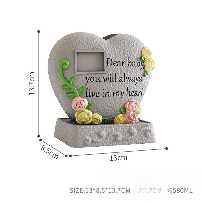Pet Grave Marker Pet Cat Puppy Funeral Tombstone Heart Resin Urn Animal Cremation Storage Container