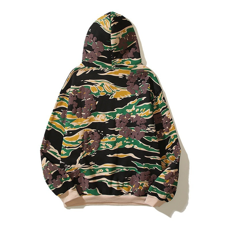 Denim Tears Hoodie Fleece Camouflage Cotton Wreath Graphic Oversized Hooded