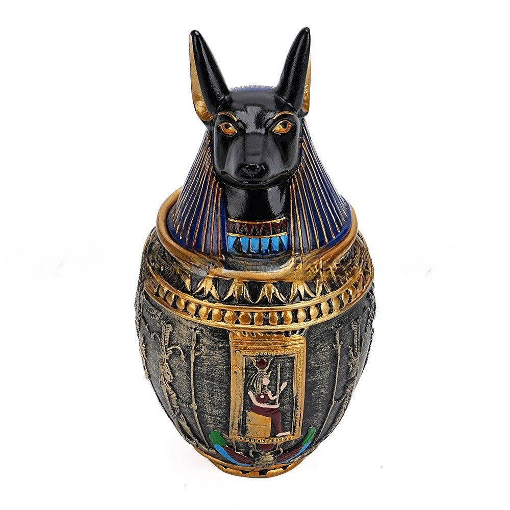 Pet Urn Egyptian Pharaoh Pet Urn Old Gods Protect Anubis God Dog Death Urn Cat Jar Ornament