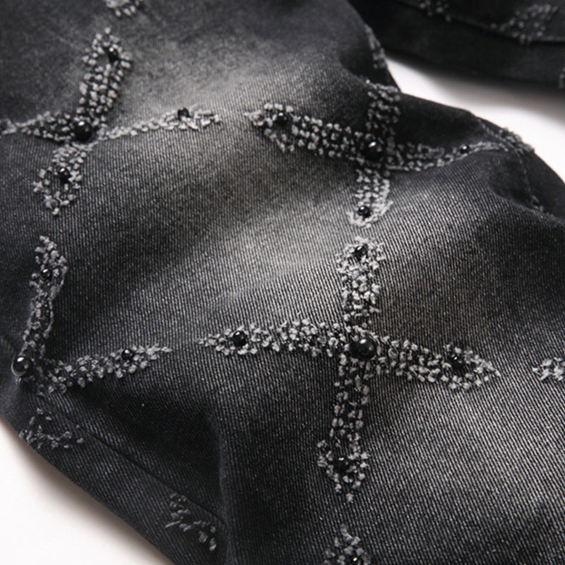Mens Fashion Jeans Chain embroidery S8261# Pure cotton high quality