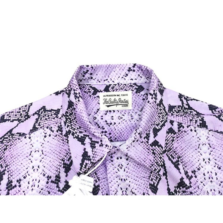 GUILTYPARTIES TIGER Shirts PYTHON OPEN COLLAR SHIRT Snake print short-sleeved shirt men