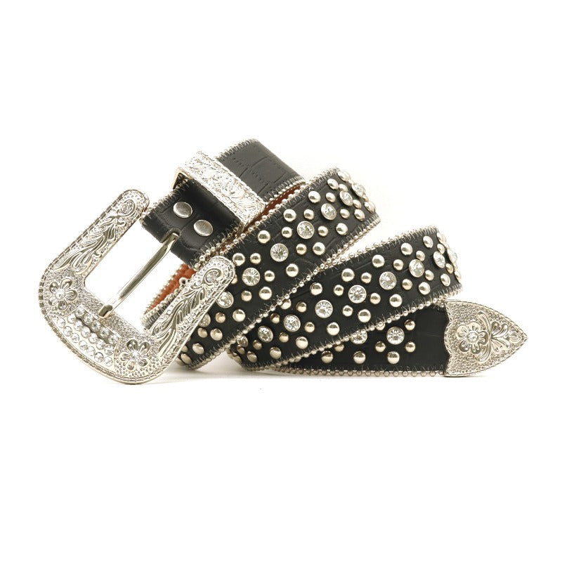 Hip-hop punk rhinestone belt men's punk style
