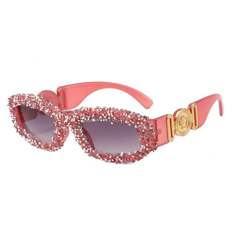 Trendy punk glasses diamond square