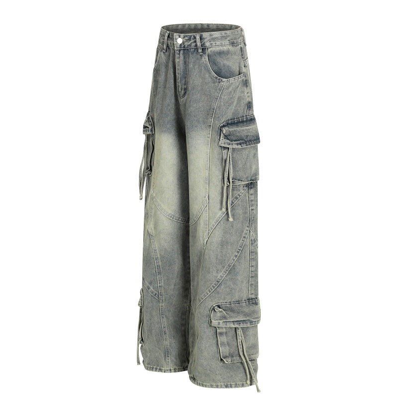 American-style streetwear harem pants Heavy Distressed Sanded Aged Retro Craft
