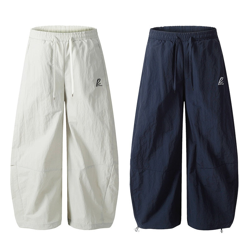 American-style streetwear harem pants Elastic Drawstring Waist Relaxed Barrel Silhouette