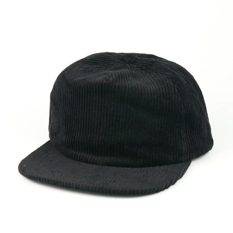 Trendy flat brimmed snapback hatscorduroy heattech breathable
