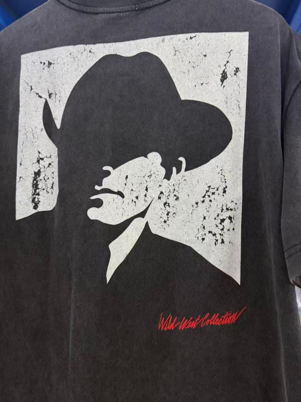 Vintage style washed summer wear T shirt Portrait 260G pure cotton high-quality streetwear