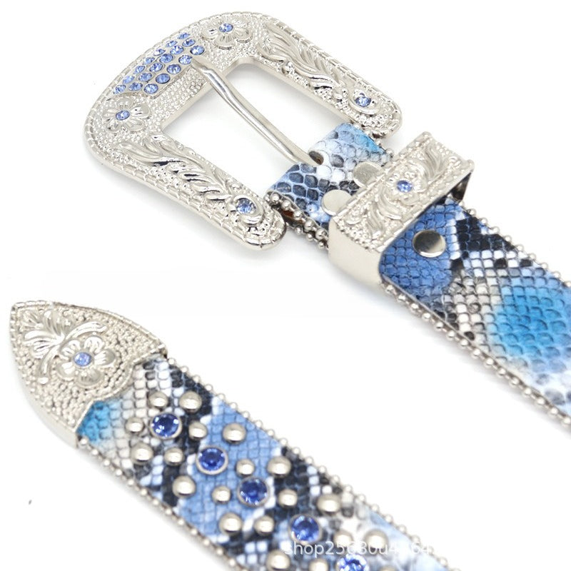 Hip-hop punk rhinestone belt punk style