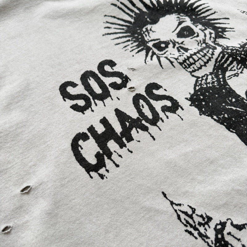 Unisex Vintage T Shirts CHOOOSELF 26SS NO FUTURE IS NOW Limited Edition â€?A tribute to the Sex Pistols. Heavyweight, washed, distressed, and destroyed street-style T-shirt featuring a boxy, cropped punk aesthetic.