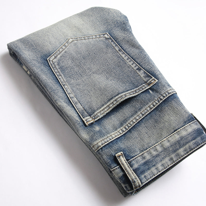 Mens Fashion Jeans Patchwork wide-leg pants 5713# Pure cotton high quality