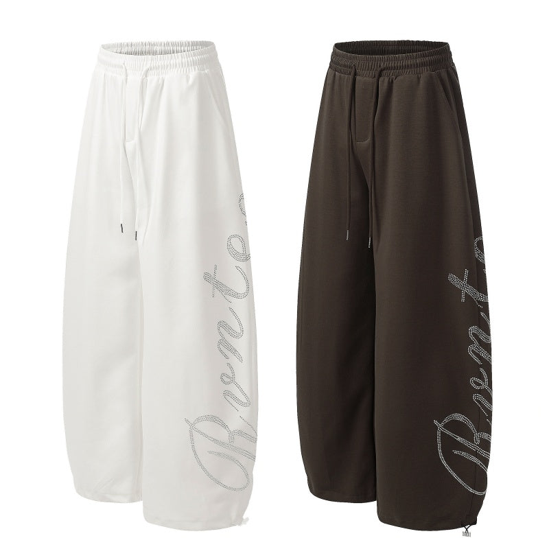 American-style streetwear harem pants Elastic Drawstring Loose Voluminous Silhouette