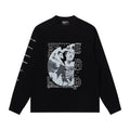 ERD Long sleeved shirt  Multi-Position Distressed Print Circular Portrait & Vertical Letter Motif