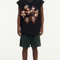 BIG FACE Drop-Shoulder Tank Top High-street vintage style featuring a small neckline, white-ink digital direct-to-garment (DTG) printing, and a heavy-duty, distressed wash finish; crafted from 260g double-yarn plain-knit fabric.