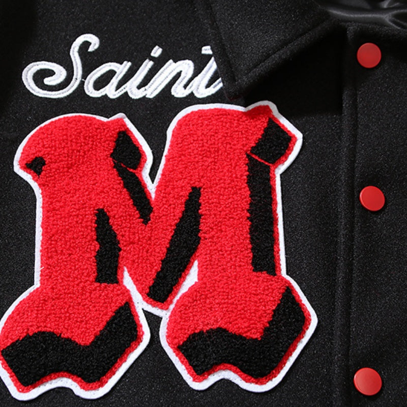 American-style baseball jacket Saint Michael American-style leather-sleeve