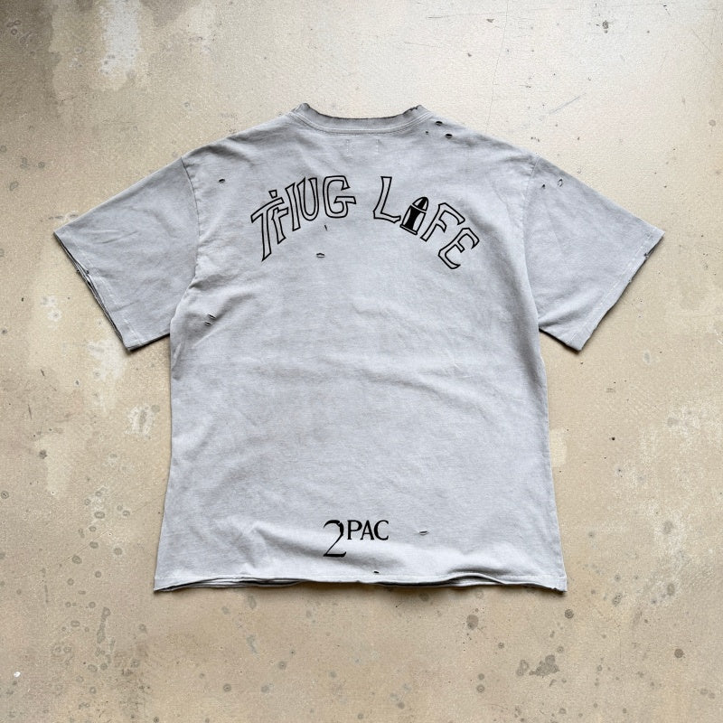 Unisex Vintage T Shirts CHOOOSELF 26SS 2Pac THUG LIFE Limited Edition Tribute Tee â€?Heavyweight, Washed, Distressed, Boxy-Fit Streetwear Punk Style