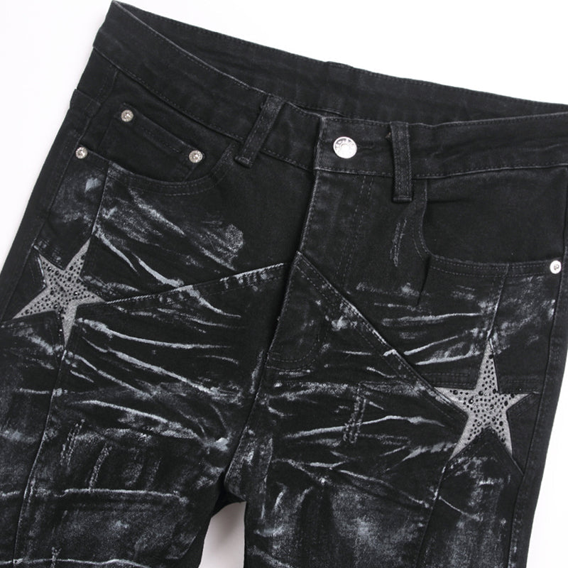 Mens Fashion Jeans Star Rhinestones S3972# Pure cotton high quality
