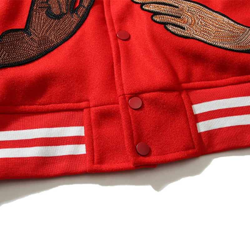 American-style baseball jacket James-style Price Stadium Jacket â€?a varsity-style sports jacket featuring intricate, full-coverage embroidery.
