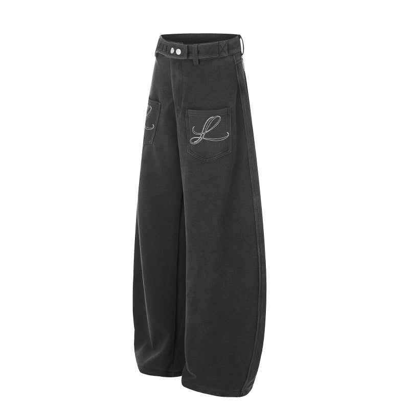 American-style streetwear harem pants Front Pocket Glitter Letter Detail Oversized Cut