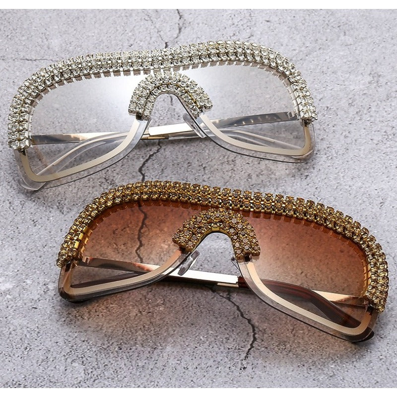 Trendy punk glasses with diamonds