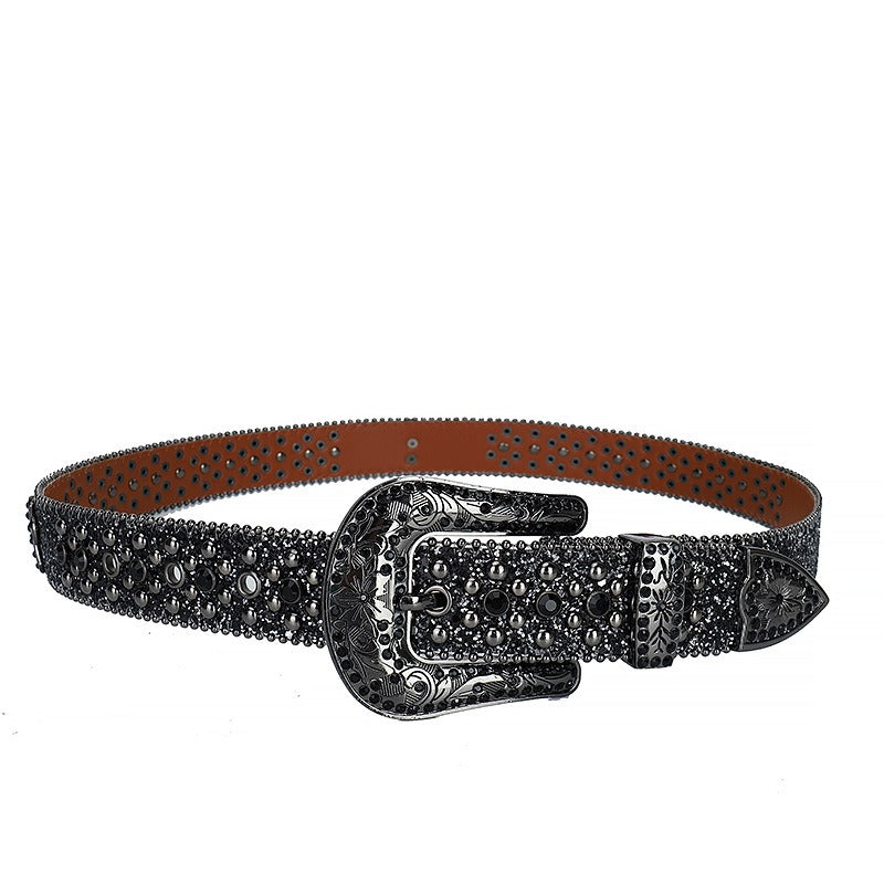 Hip-hop punk rhinestone belt unisex dark style