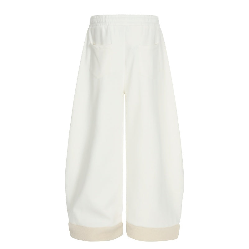 American-style streetwear harem pants Fleece-lined and thickened Drawstring Elastic Waist Relaxed Cut
