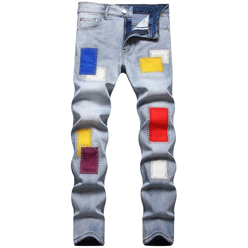 Mens Fashion Jeans Colored patch 8831# Pure cotton high quality