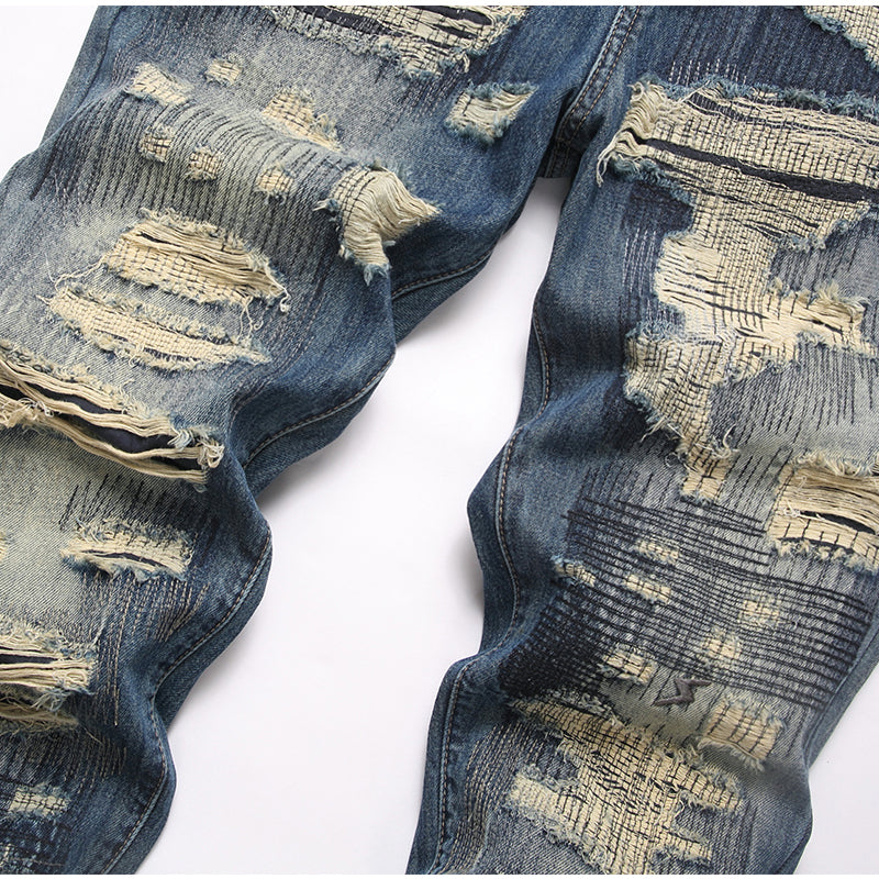 Mens Fashion Jeans damaged #027 Pure cotton high quality