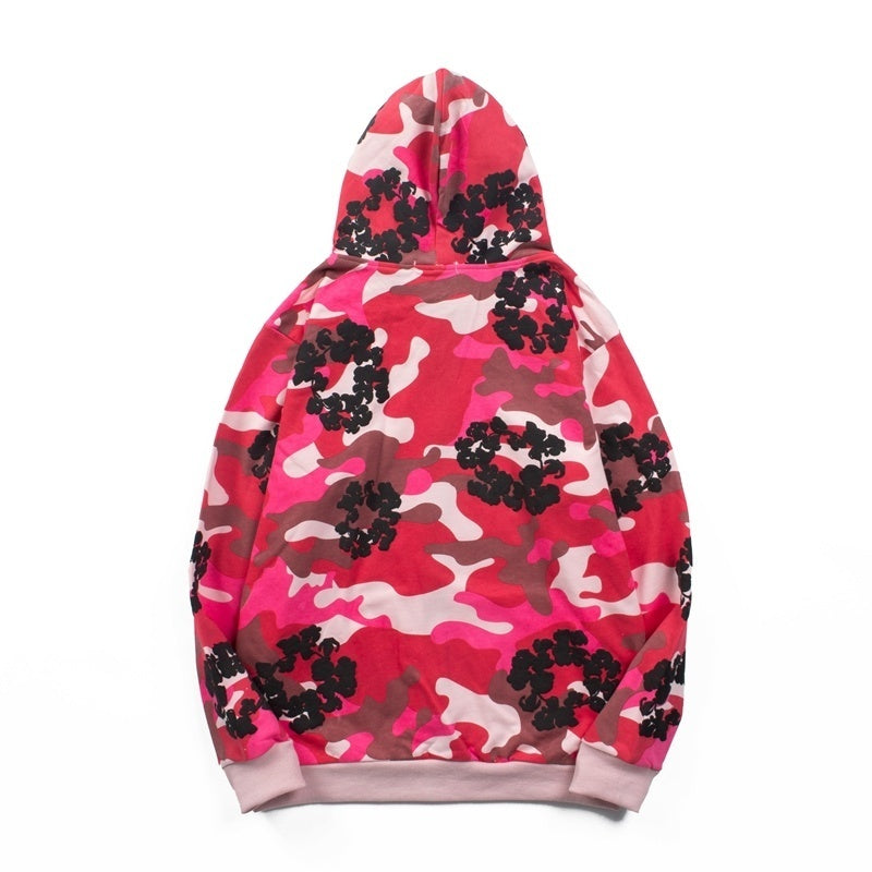Denim Tears Hoodie Y2K Fleece Camouflage Cotton Wreath Graphic Oversized Hooded