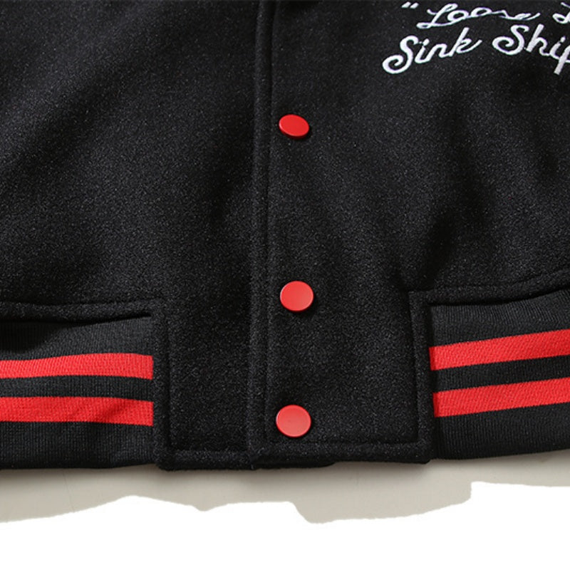American-style baseball jacket Saint Michael American-style leather-sleeve