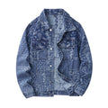 Denim Jacket & Jeans High-Street Trend Retro Casual Matching All-Over Pattern Trucker Jacket and Slim-Fit Pants Outfit (jacket and jeans must be purchased separately.)
