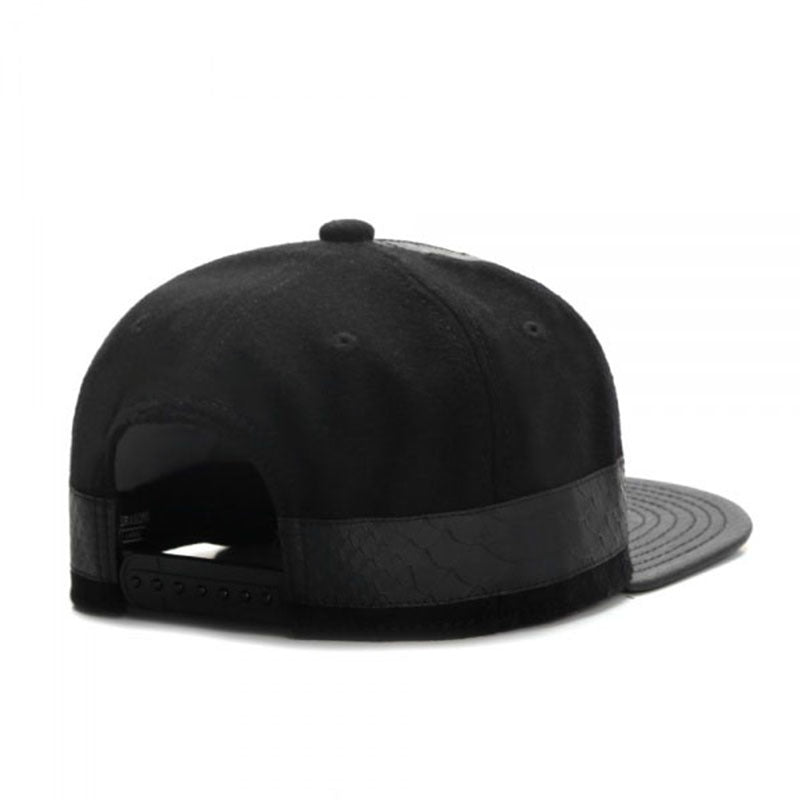 Trendy flat brimmed snapback hatsleather iron logo