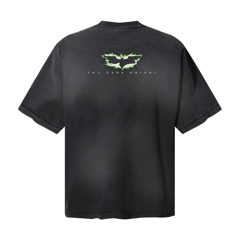 Saint Michael T Shirts Distressed Dark Knight Joker Green Hair Movie Print Streetwear Art