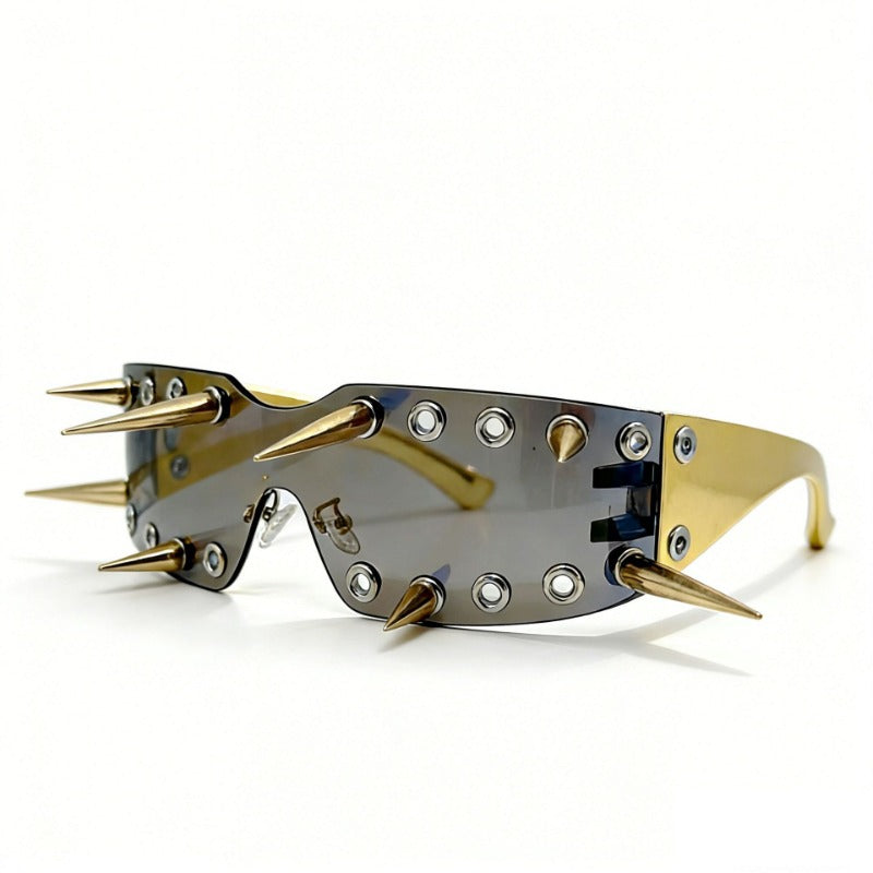 Trendy punk glasses spike all-in-one frameless