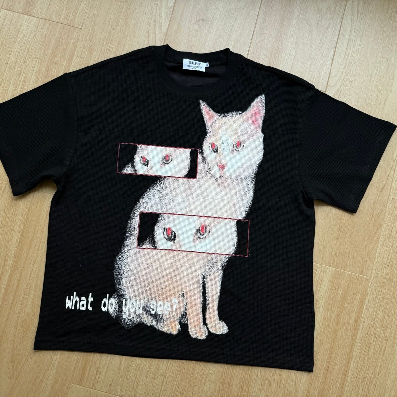 Unisex vintage T-shirt Cat print