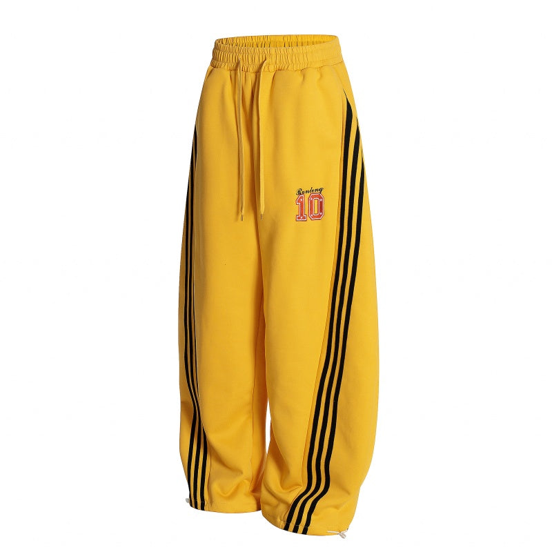 American-style streetwear harem pants Number 10 Embroidered Badge Elastic Drawstring Waist