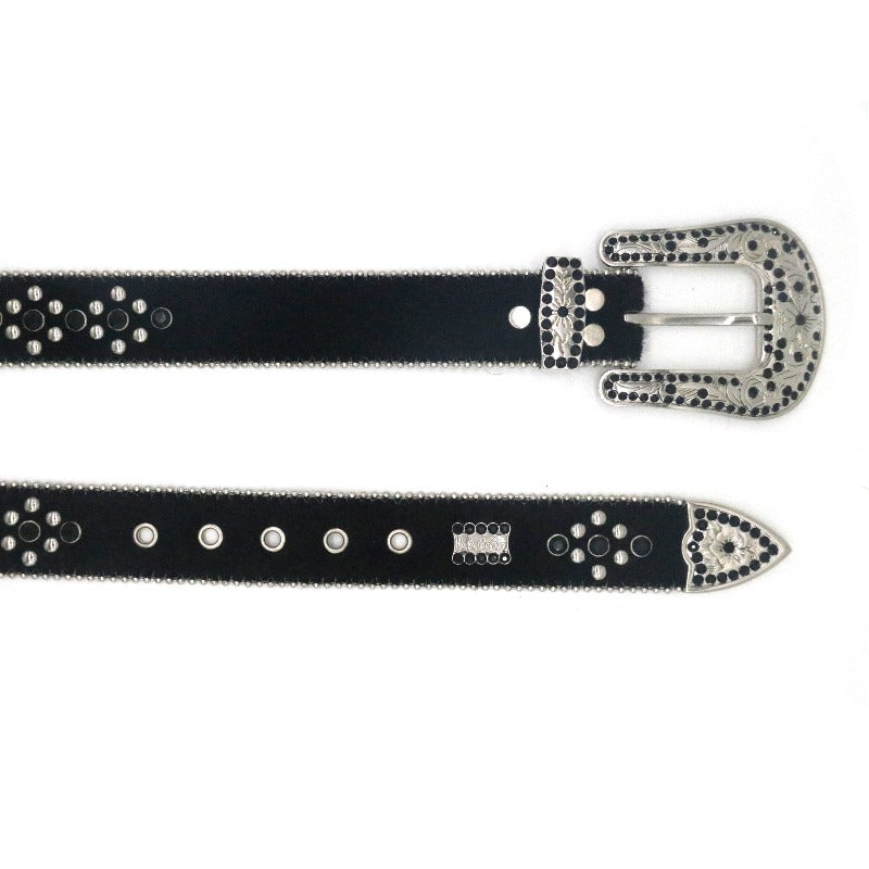 Hip-hop punk rhinestone belt horsehair y2k decoration