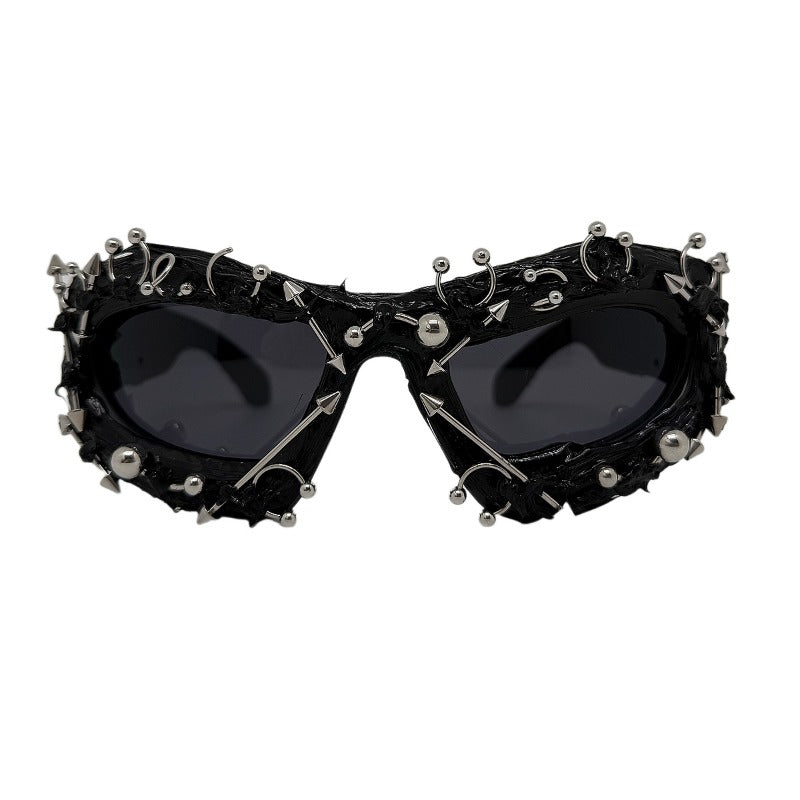 Trendy punk glasses dark uv protection
