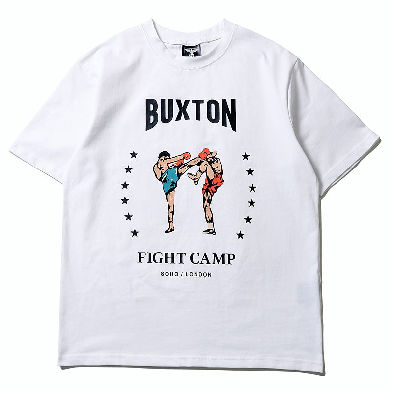 Mens T-shirt Vintage American-style Trendy brand Kanye Muay Thai-style graphic print
