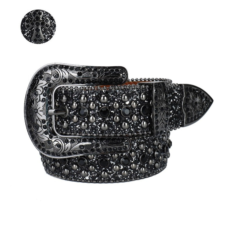 Hip-hop punk rhinestone belt unisex dark style