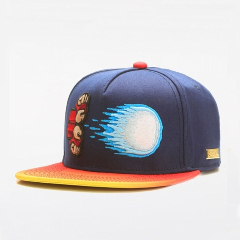 Trendy flat brimmed snapback hatscartoon embroidered