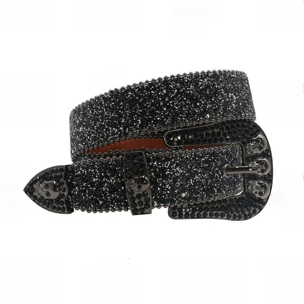 Hip-hop punk rhinestone belt skull dark style