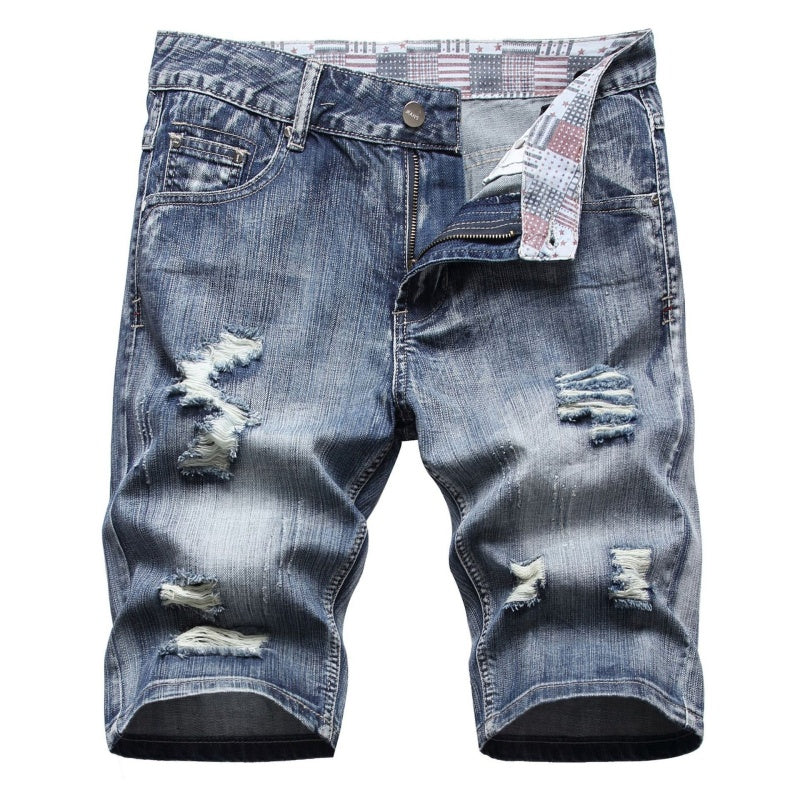 Denim shorts High-quality trendy casual pure cotton Non-stretch plus-size men's clothing