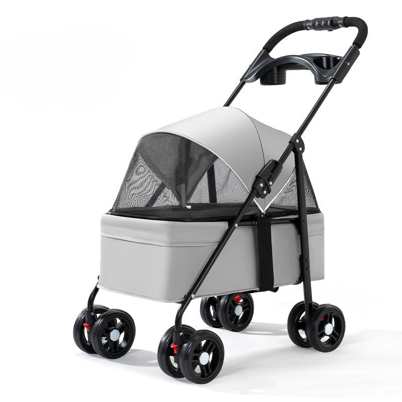 Pet Stroller 2026 Pet Cart Dog Cat Teddy Cart Going Out Small and Medium Dog Pull Cart Lightweight Foldable Foreign Trade