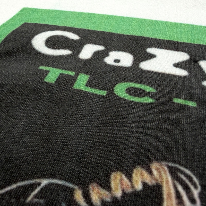 Unisex Vintage T Shirts Vintage-style line: A limited-edition, boxy, wide-neck streetwear T-shirt commemorating the 1994 CrazySexyCool world tour by the legendary American R&B girl group TLC; features a grunge-punk aesthetic.