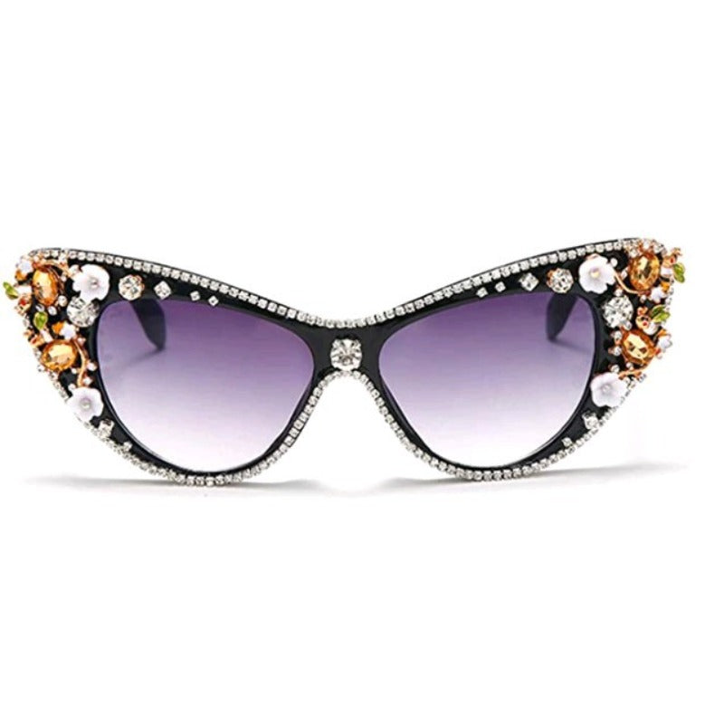 Trendy punk glasses cat eyes with diamonds