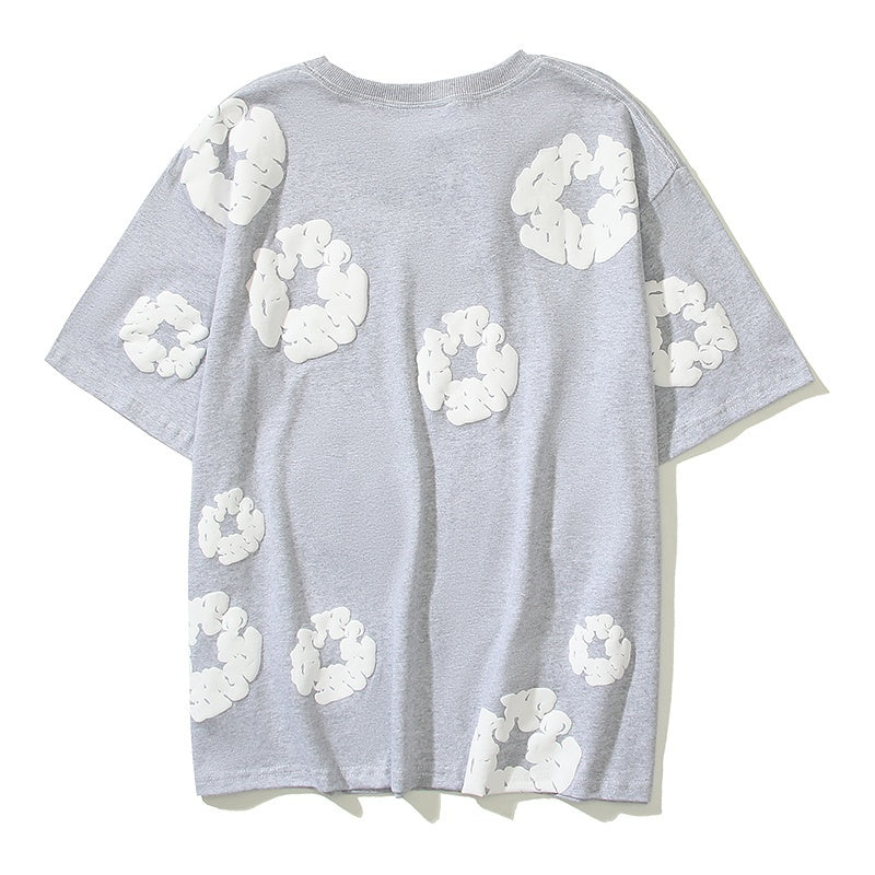 Denim Tears T Shirts Cotton All-Over Flower Wreath Graphic Oversized Tee