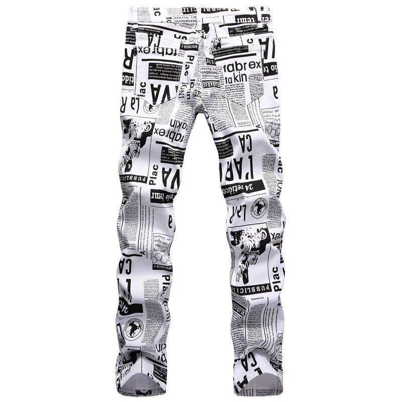 Mens Fashion Jeans Street newspaper style 5011# Pure cotton high quality