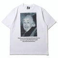 Mens T-shirt Vintage Trendy streetwear/hip-hop style: Einstein sticking out his tongue in a playful, quirky manner.
