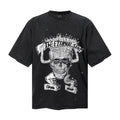 Saint Michael T Shirts Faded Black Oversized Rock Skull Graphic